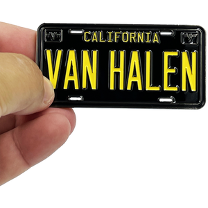 Large 3 inch Eddie Van Halen California License Plate Pin BL12-020 - www.ChallengeCoinCreations.com