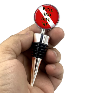 SCUBA Diver Wine and Dive Me Wine Stopper Gift Stocking Stuffer Wine Lover - www.ChallengeCoinCreations.com