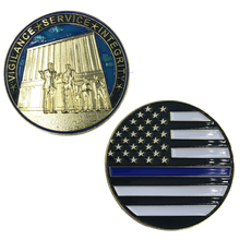 Load image into Gallery viewer, Thin Blue Line Trump MAGA at The Wall CBP Challenge Coin J-016 - www.ChallengeCoinCreations.com
