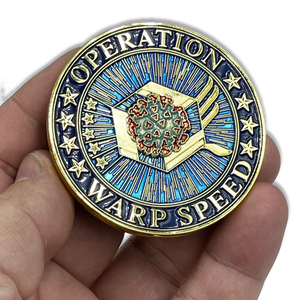 Operation Warp Speed Challenge Coin Covid-19 Vaccine Task Force Department of Defense HHS Health and Human Services CDC Pandemic Corona Virus EL4-009 - www.ChallengeCoinCreations.com