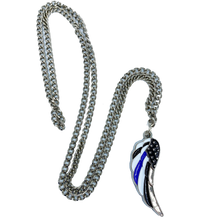 Load image into Gallery viewer, Thin Blue Line Eagle&#39;s Wing Police Officer&#39;s Prayer pendant charm necklace BB-005 - www.ChallengeCoinCreations.com
