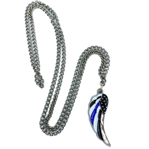 Thin Blue Line Eagle's Wing Police Officer's Prayer pendant charm necklace BB-005 - www.ChallengeCoinCreations.com
