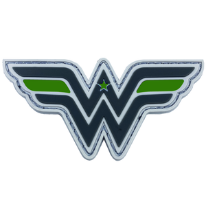 Wonder Woman inspired Law Enforcement Thin Green Line Police Deputy Sheriff Army Marines Border Patrol CBP Patch hook loop back PVC EL5-09 - www.ChallengeCoinCreations.com