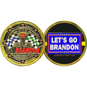 Let's Go Brandon Thin Gold Line 911 Emergency Dispatcher Thin Blue Line BLUE version Challenge Coin Honor First MAGA Trump 2024 Police yellow Truck driver GL4-008