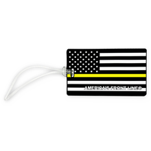 Load image into Gallery viewer, Thin Gold Line American Flag Yellow Luggage ID Tag Police 911 Emergency Dispatcher for suitcase Truck Driver Trucker EL9-014A LKC-96 LKC-96