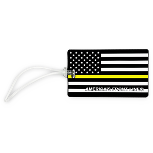 Thin Gold Line American Flag Yellow Luggage ID Tag Police 911 Emergency Dispatcher for suitcase Truck Driver Trucker EL9-014A LKC-96 LKC-96