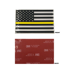 Thin Gold Line US Flag Vehicle Emblem high-end metal decal with 3M VHB Tape 911 Dispatcher Emergency Yellow DL9-06
