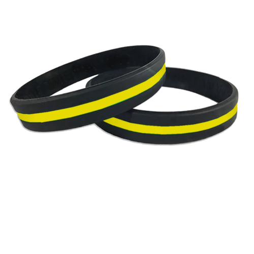 Thin Gold Line 911 Emergency Dispatcher Police Silicone Bracelet YELLOW Trucker SBLT-019A