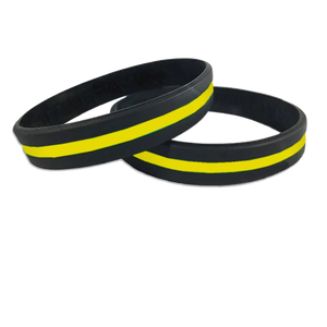 Thin Gold Line 911 Emergency Dispatcher Police Silicone Bracelet YELLOW Trucker SBLT-019A