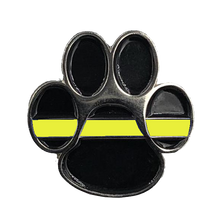 Load image into Gallery viewer, K9 Paw Thin Gold Line Canine Lapel Pin 911 Emergency Dispatcher Military Yellow Army Marines Air Force Navy CL-015 - www.ChallengeCoinCreations.com