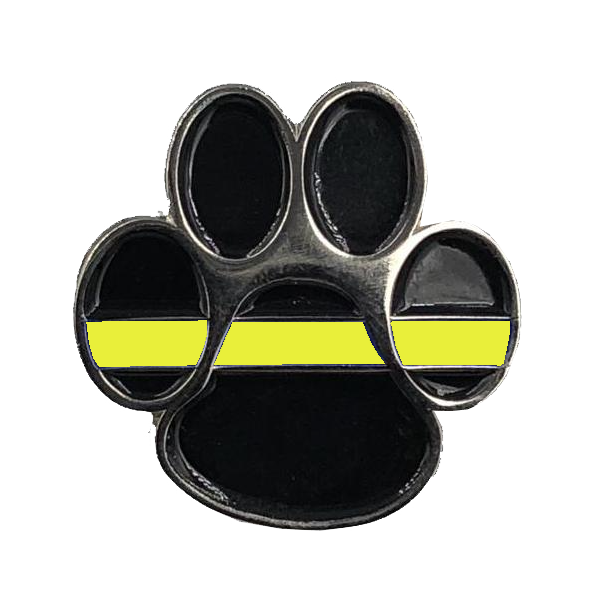K9 Paw Thin Gold Line Canine Lapel Pin 911 Emergency Dispatcher Military Yellow Army Marines Air Force Navy CL-015 - www.ChallengeCoinCreations.com