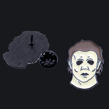Load image into Gallery viewer, Halloween Inspired Michael Myers Mask Enamel Pin Horror Free Shipping In The USA ZQ-375 - www.ChallengeCoinCreations.com