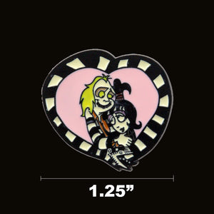 Beetlejuice Inspired Sandworm Heart Lydia Deetz Enamel Pin Cartoon Free Shipping In The USA ZQ-376 - www.ChallengeCoinCreations.com