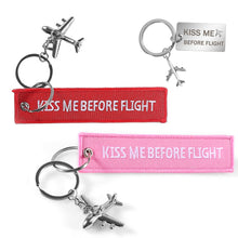 Load image into Gallery viewer, Kiss Me Before Flight Keychain Luggage Tag Flight Attendant Purser First Officer Pilot Airlines Navigator Flight Crew LKC-44, LKC-45, LKC-46 - www.ChallengeCoinCreations.com