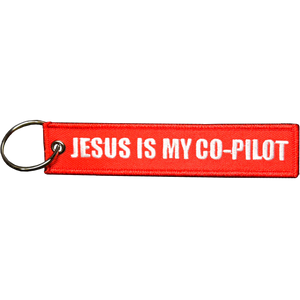 Jesus is my Co-Pilot Amen CREW Keychain or Luggage Tag or zipper pull Fish Spirit EL11-021