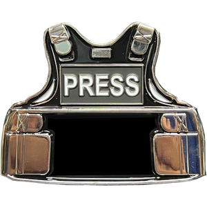 PRESS photographer Camera Man Video Outer Carrier Vest Challenge Coin CNN Fox News BBC MSNBC BL17-021