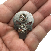 Load image into Gallery viewer, Thin Red Line Skull Pin with Dual Pin posts and Deluxe Safety Locking Clasps P-055 - www.ChallengeCoinCreations.com