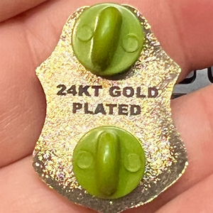 24KT Gold plated Border Patrol Agent pin with dual pin posts and green enamel PBX-001-A ZQ-228A