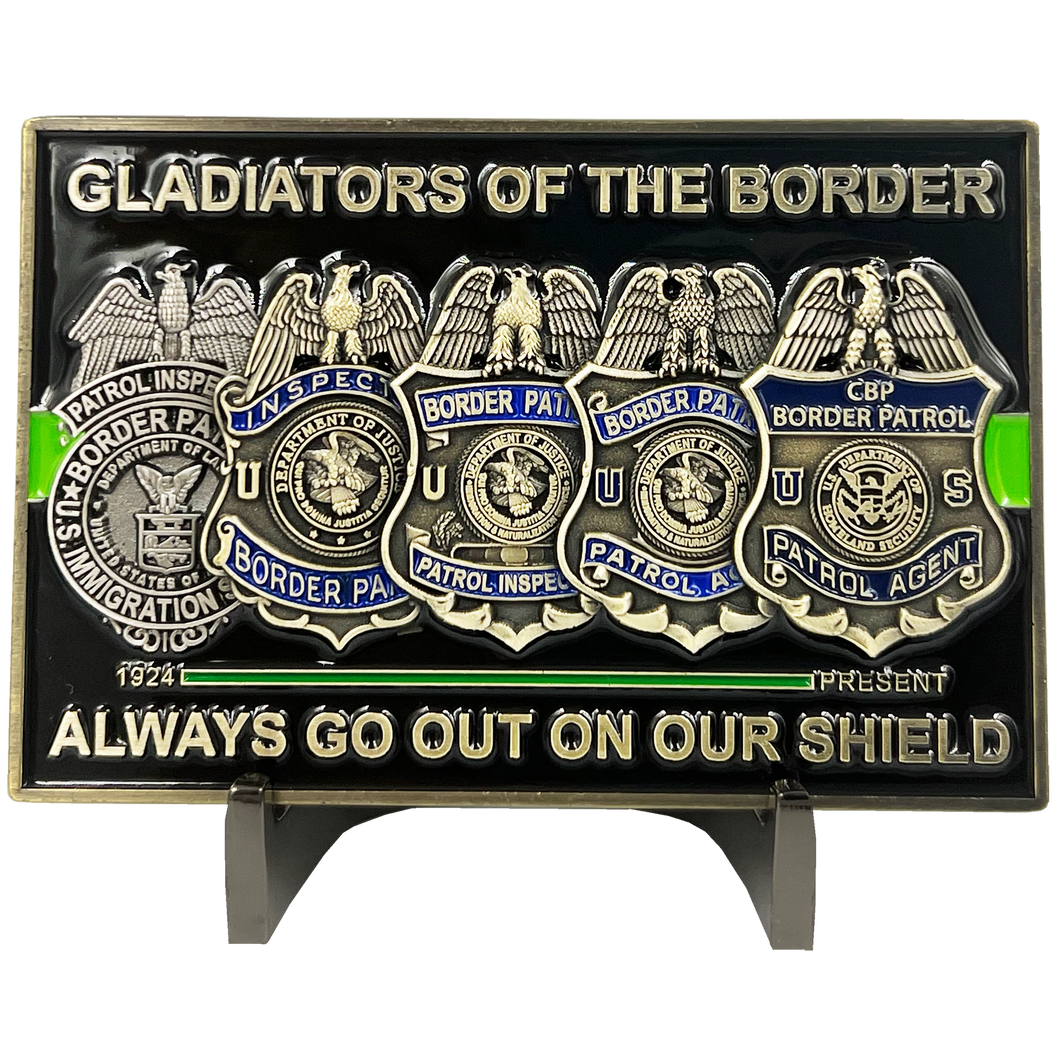 Border Patrol Agent Timeline CBP BPA Challenge Coin Thin Green Line Honor First CA AZ TX NM EL13-003
