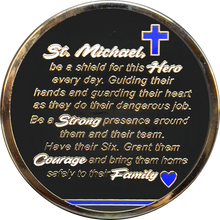 Load image into Gallery viewer, Police Officer Prayer Saint Michael Protect Us Matthew 14:30 Challenge Coin Thin Blue Line GL7-007