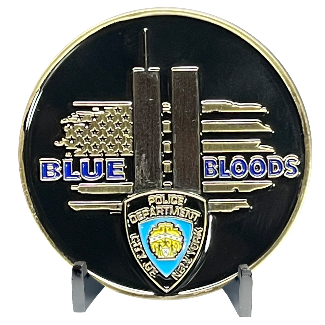 Blue Bloods 9/11 NEVER AGAIN September 11th 20th Anniversary NYPD Challenge Coin New York City Police BL11-004 - www.ChallengeCoinCreations.com