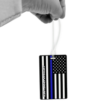 Load image into Gallery viewer, Thin Blue Line American Flag Luggage ID Tag Police Deputy Sheriff CBP ATF FBI LAPD for suitcase BL2-011B LKC-98