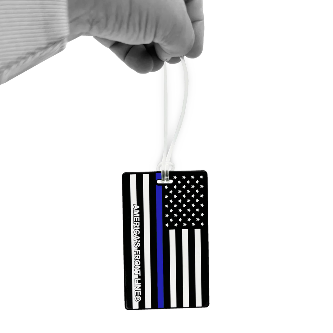 Thin Blue Line American Flag Luggage ID Tag Police Deputy Sheriff CBP ATF FBI LAPD for suitcase BL2-011B LKC-98