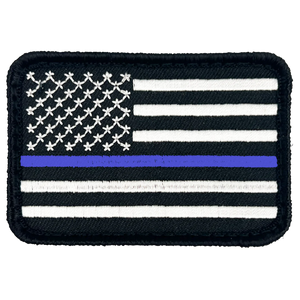 Thin Blue Line Police Subdued American Flag Patch with hook and loop back embroidered EL12-019 PAT-230