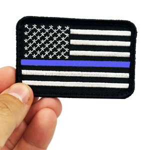 Thin Blue Line Police Subdued American Flag Patch with hook and loop back embroidered EL12-019 PAT-230