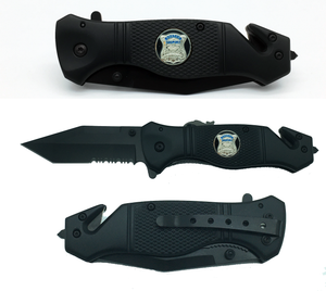 Boston Police Department PD collectible 3-in-1 Police Tactical Rescue Knife with Seatbelt Cutter, Steel Serrated Blade, Glass Breaker 11-K - www.ChallengeCoinCreations.com
