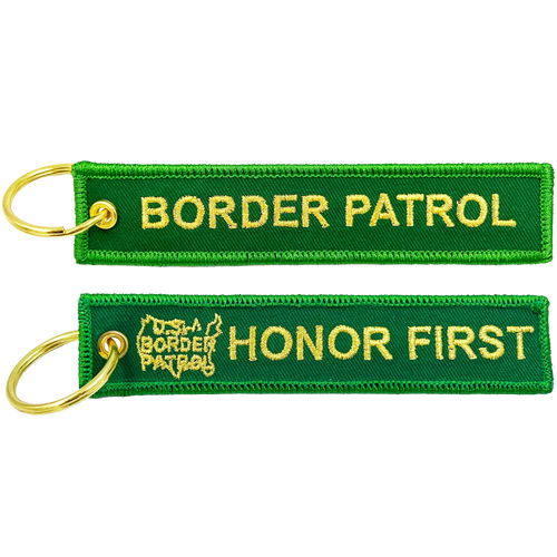 US Border Patrol Agent Keychain or Luggage Tag or zipper pull Honor First Thin Green Line BL2-010B LKC-89
