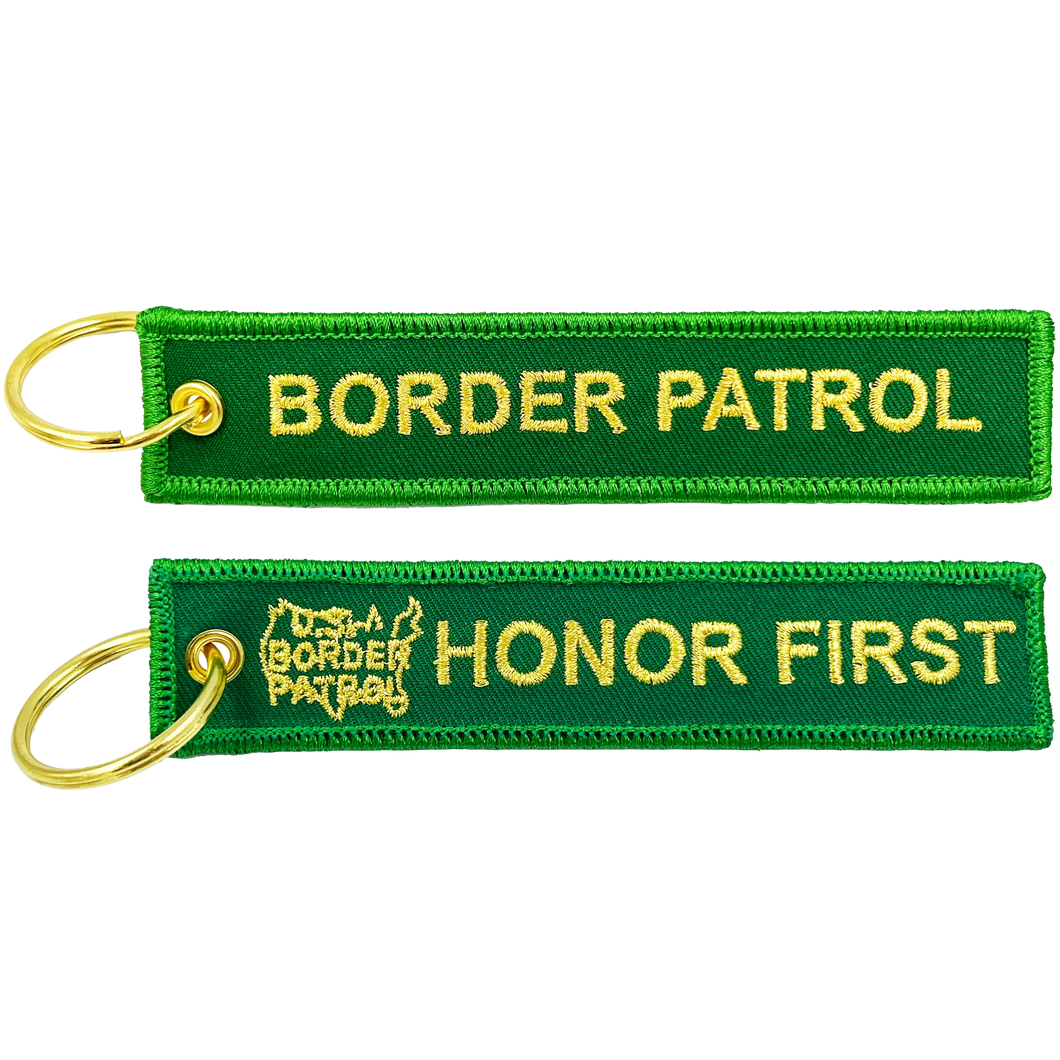 US Border Patrol Agent Keychain or Luggage Tag or zipper pull Honor First Thin Green Line BL2-010B LKC-89