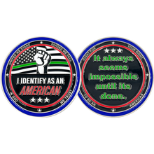 Load image into Gallery viewer, My Pronoun is AMERICAN Thin Green Line Challenge Coin Border Patrol Deputy Sheriff Military EL12-010