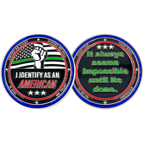 My Pronoun is AMERICAN Thin Green Line Challenge Coin Border Patrol Deputy Sheriff Military EL12-010