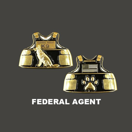 Federal Agent K9 Body Armor Challenge Coin Canine Police CBP HSI FBI Secret Service atf ice L-06 - www.ChallengeCoinCreations.com