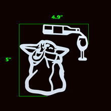 Load image into Gallery viewer, Baby Yoda The Child Grogu Using the Force Wine Car Decal Sticker Disney Mandalorian - www.ChallengeCoinCreations.com