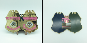 Customs and Border Protection Limited Edition Breast Cancer Awareness Dual Badge Challenge Coin MR-002 - www.ChallengeCoinCreations.com