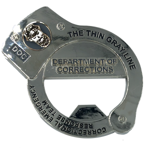 CERT Thin Gray Line HANDCUFFs Challenge Coin Bottle Opener Beard Gang Skull Corrections Correctional Officer BL4-011 - www.ChallengeCoinCreations.com