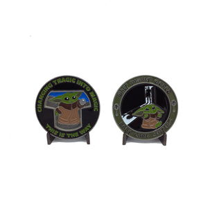 Unofficial Disney Child Care Center Inspired Mandalorian Baby Yoda Security Challenge Coin GG-025 - www.ChallengeCoinCreations.com