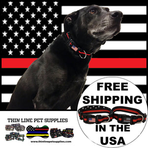 Classic Thin Red Line Dog Collar Firefighter Fireman EMS Rescue Paramedic Medic EMT - www.ChallengeCoinCreations.com