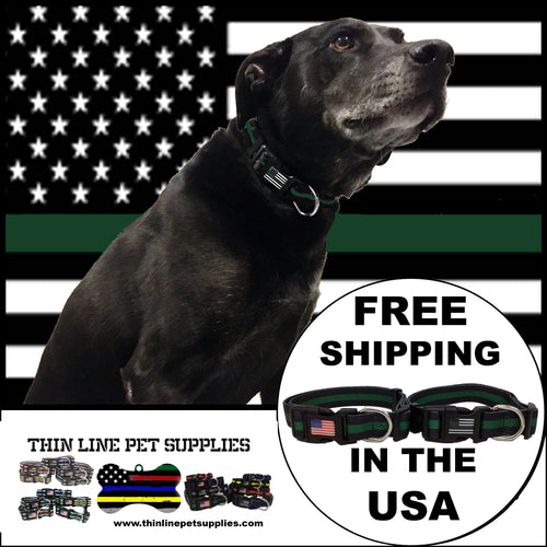Classic Thin Green Line Dog Collar Border Patrol Sheriff Deputy Honor First - www.ChallengeCoinCreations.com