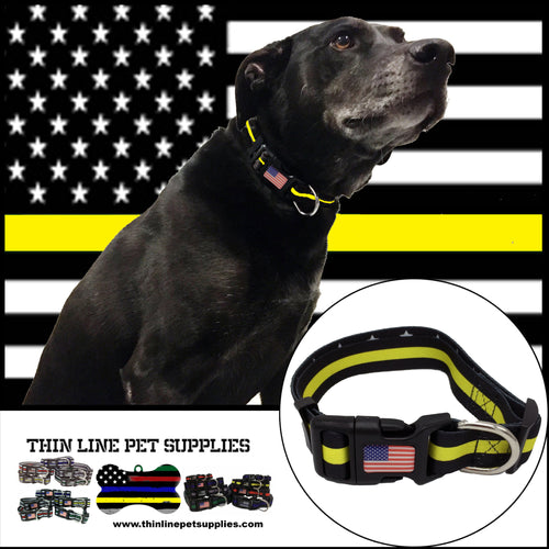 Classic Thin Gold Line Dog Collar Dispatcher Emergency Services 911 Operator - www.ChallengeCoinCreations.com