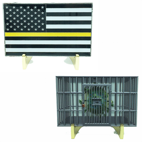 Covid 19 Pandemic in Jail Thin Gold Line 911 Dispatcher Challenge Coin MR-016 - www.ChallengeCoinCreations.com