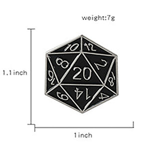 Dungeons and Dragons Inspired D20 Silver 20 Sided Dice Fantasy Role Playing Pin DD5 - www.ChallengeCoinCreations.com
