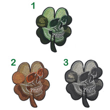 Load image into Gallery viewer, 4 Leaf Clover Skull Lucky Irish St paddy Patricks Day Hook and Loop Morale Patch FREE USA SHIPPING SHIPS FROM USA PAT-593 594 595