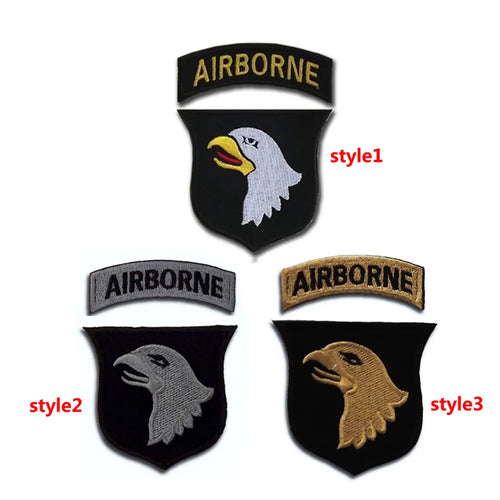 101rst Army Airborne 2 piece Embroidered Hook and Loop Morale Patch Free Shipping From The USA PAT-693 694 695 (E)