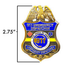 Load image into Gallery viewer, 911 Emergency Dispatcher Fire Police EMT thin gold line Pin not a Challenge Coin CL10-04