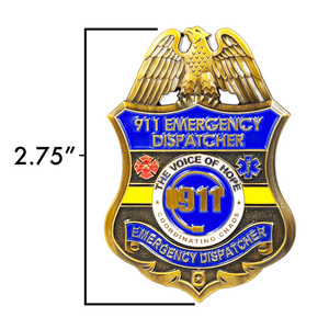 911 Emergency Dispatcher Fire Police EMT thin gold line Pin not a Challenge Coin CL10-04