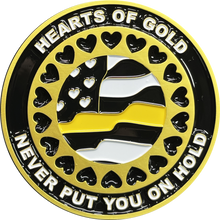 Load image into Gallery viewer, Emergency 911 Dispatcher Heart of Gold Challenge Coin Thin Gold Line BL3-013 - www.ChallengeCoinCreations.com
