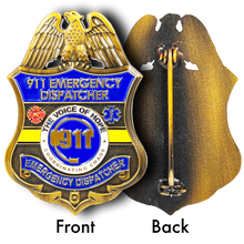 Load image into Gallery viewer, 911 Emergency Dispatcher Fire Police EMT thin gold line Pin not a Challenge Coin CL10-04